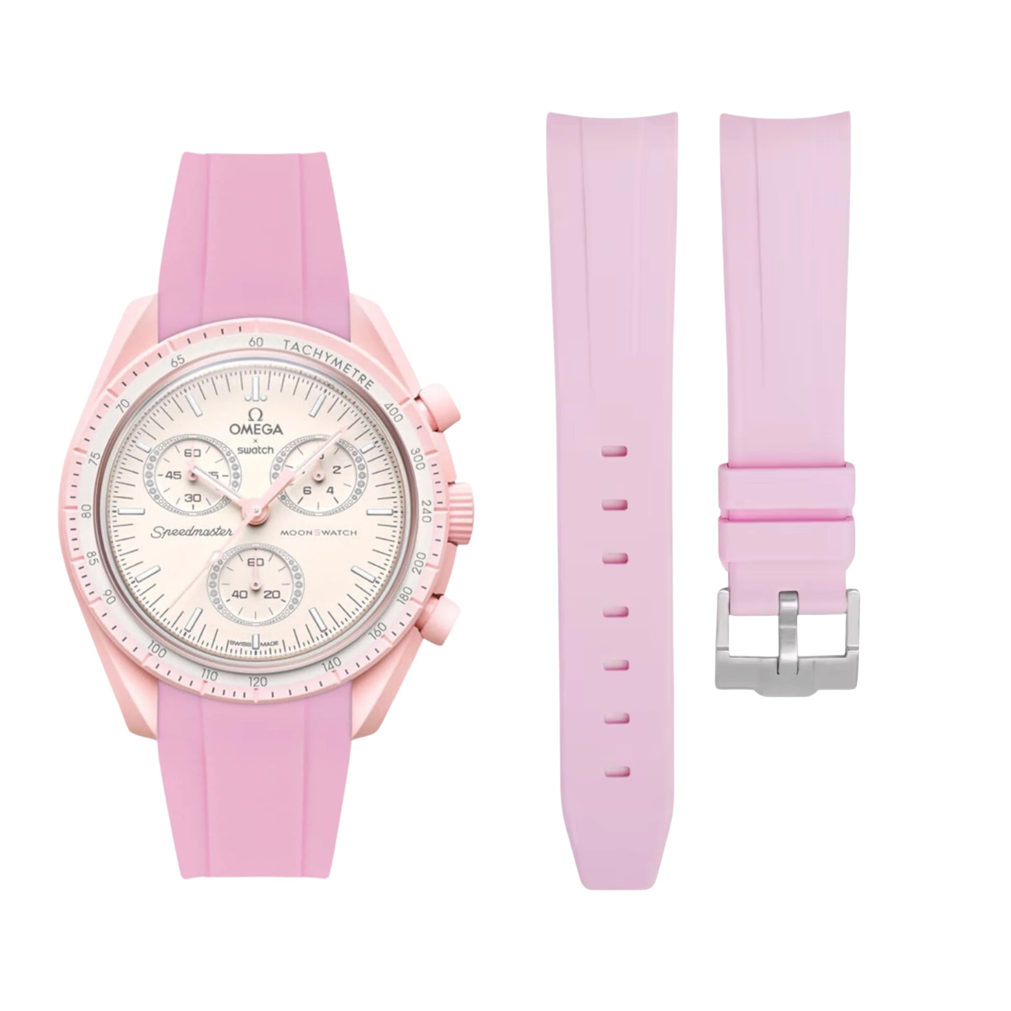 Pulseira de borracha - Para Missão Vênus | Omega X Swatch | MoonSwatch - Rosa